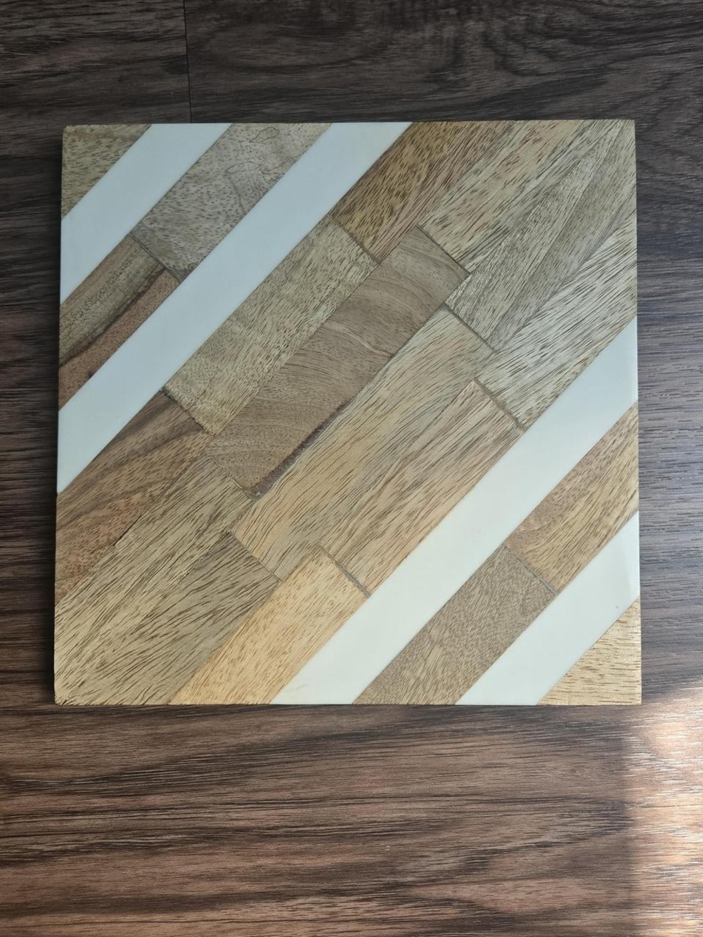 Boston Warehouse Natural Wood and White Diagonal Inlay